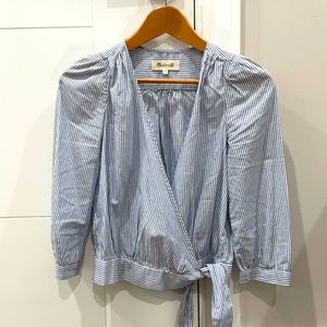 Madewell, blue and white striped blouse, size XS